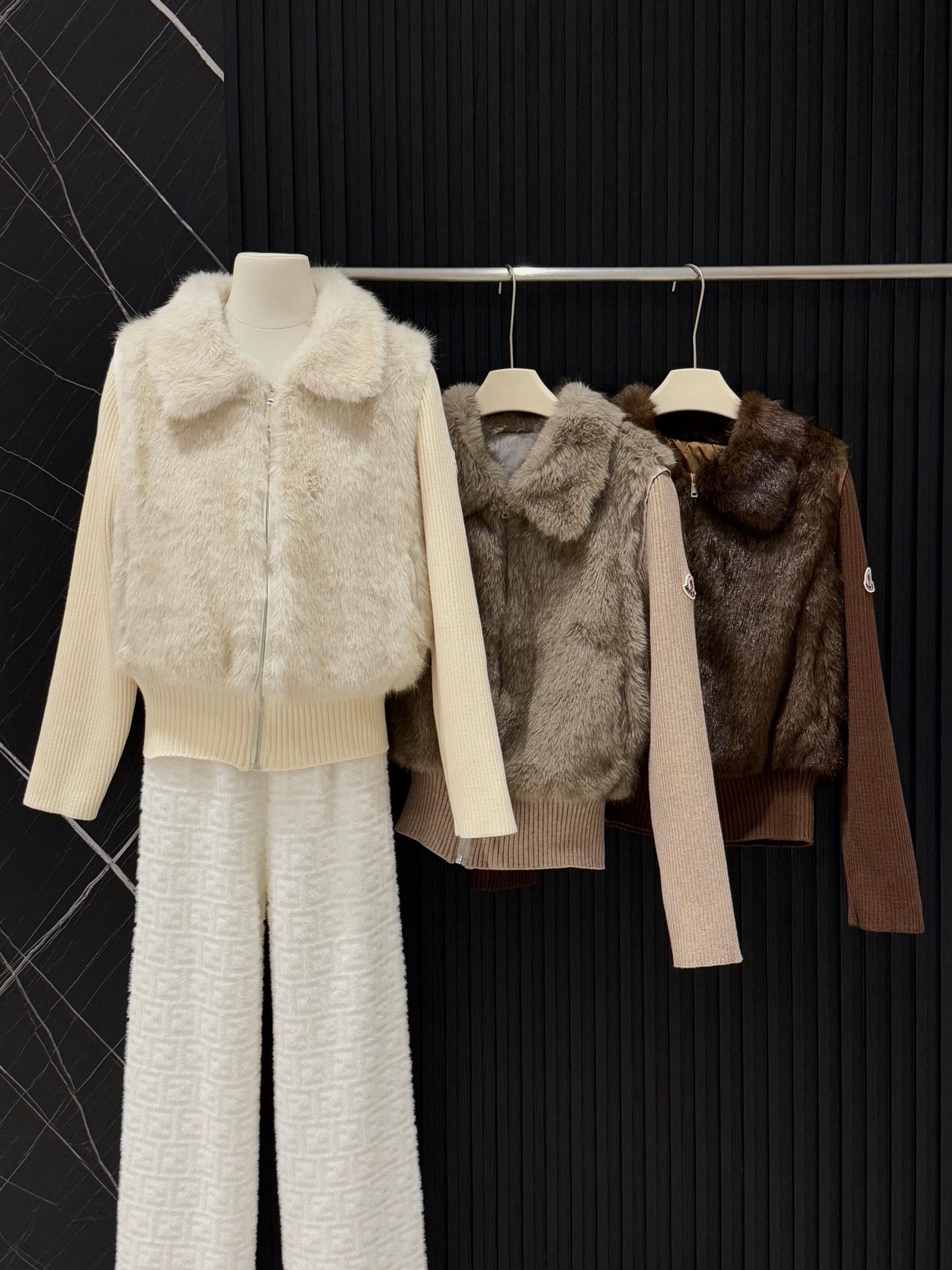 Moncler Faux Fur Convertible Jacket