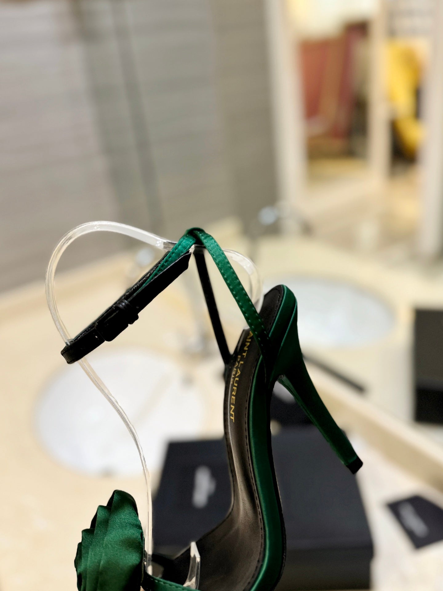 Saint Laurent YSL Flower Buckle Heeled Sandals